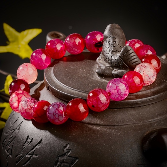 Hand Crafted Jewelry - 🆕New Red Dragon Vein Agate Gemstone Bracelet 8mm
